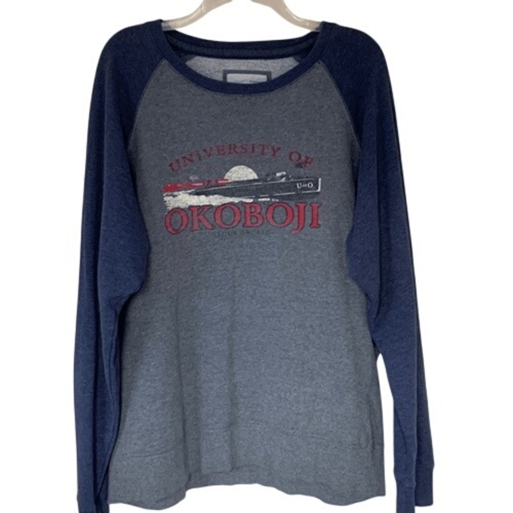 Okoboji Sweatshirt Vintage Crewneck Boating USA XL Nautical flag America